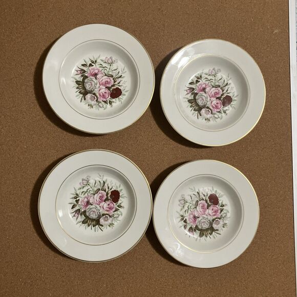 ROYAL JACKSON Other - VNTG Royal Jackson Lady Lee Set 4 Rimmed shallow roses Soup Bowls
